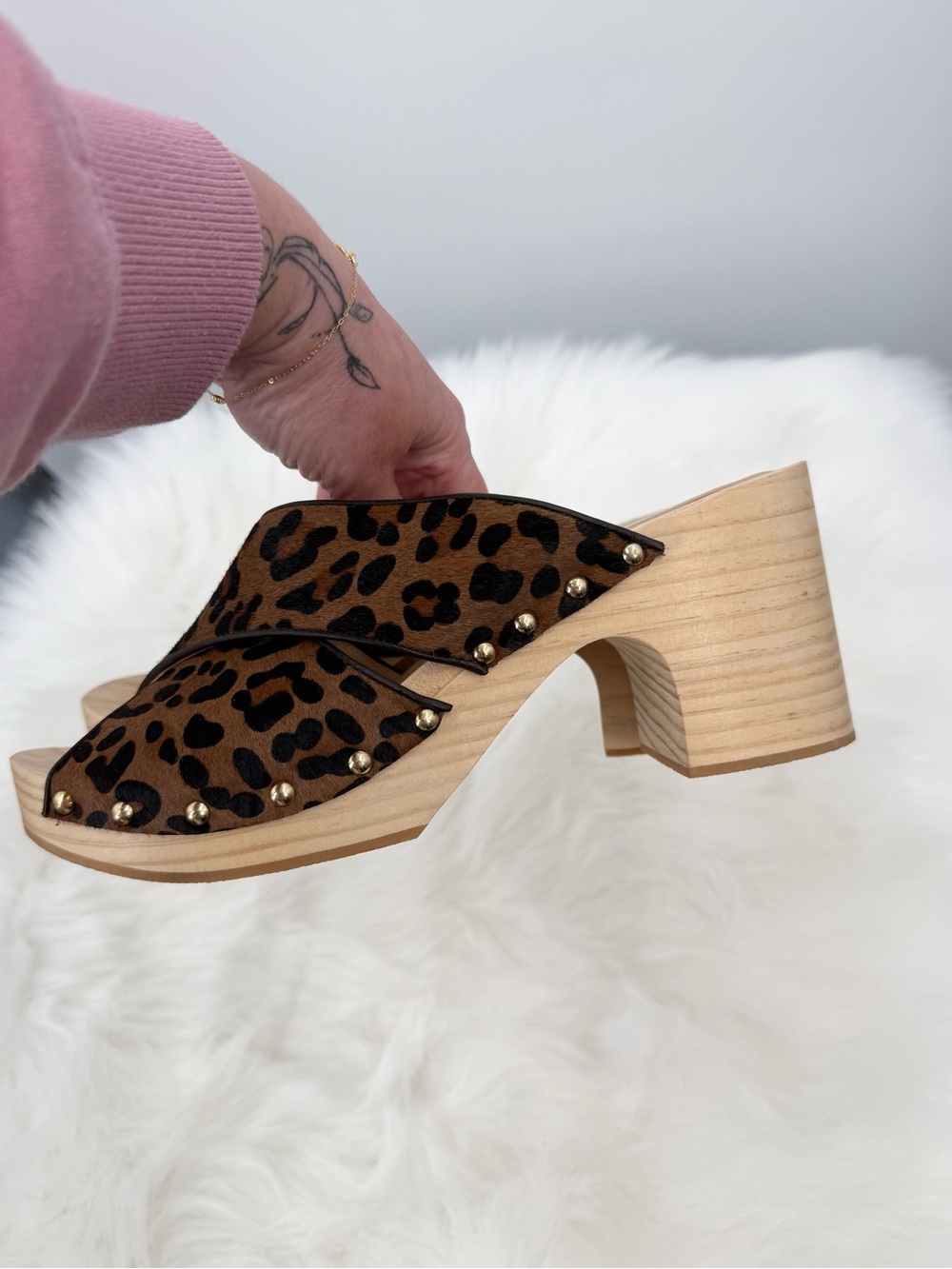 Paige Jules Genuine Calf Hair Mules Brown Leopard‎ Size 8.5 - Picture 7 of 7